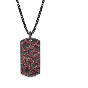 Fiery Ascent Black Rhodium Plated Sterling Silver Textured Tag with Garnets